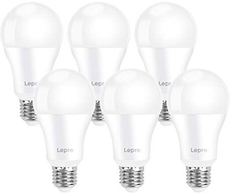 Lepro Lampadina LED E27 1521 lumen, 13.5W Equivalenti a 100W, Luce Bianca Fredda 6500K, Lampadina Super Luminosa, Risparmio Energetico, Angolo di Raggio 200°, Nessuno Sfarfallio, Pacco da 6 Pezzi