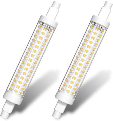 Bonlux Lampadina a LED R7S, 15 W, 118 mm, 220 V, bianco neutro, 4000 K, doppio attacco lineare, angolo di diffusione di 360°, ricambio per lampadine alogene da 150 W