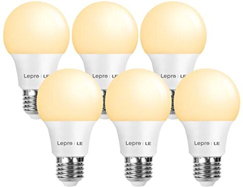 Lepro Lampadina LED E27, Lampadine LED 806 lumen, Luce Bianca Calda 2700K, Angolo di Raggio 200°, Super Luminoso e Nessun Sfarfallio, 8,5 W Equivalente a 60W, Pacco da 6