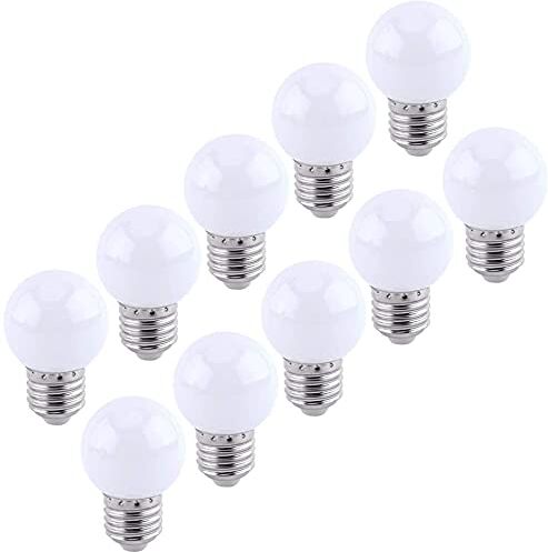 Aiwerttes Lampadina LED E27, lampadina colorata 2W G45 LED Palla da golf, lampadina a incandescenza 20W Equilavent, AC220-240V, lampadina a vite Edison bianco freddo 6500K, non dimmerabile, 10 pacchetti