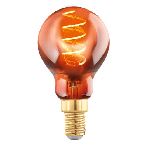 Eglo E14 LED dimmerabile, lampadina a spirale, vintage color rame in design retrò, 4 Watt, 30 lumen, luce bianco caldo, 2000k, lampadina Edison P45, Ø 4,5 cm