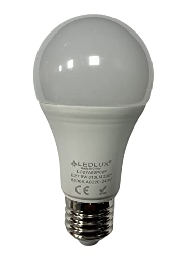 LEDLUX Lampadina Led E27 con Sensore Crepuscolare, 220V 9W 810 Lumen, E27 Day Night Sensor (1, Bianco Freddo 6500K)