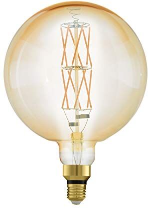 Eglo LED E27 dimmerabile, lampadina vintage ambra di grandi dimensioni, globo di luce retrò, 8 Watt (equivalente a 60 Watt), 806 Lumen, illuminante bianco caldo, 2100k, G200, Ø 20 cm