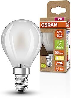 OSRAM Lampada LED SUPERSTAR+ CLASSIC P GLFR 40, E14, sfera, 2.9W, 470lm, 2700K, luce bianca calda, dimmerabile, filamento LED, basso consumo energetico, classe di efficienza energetica B