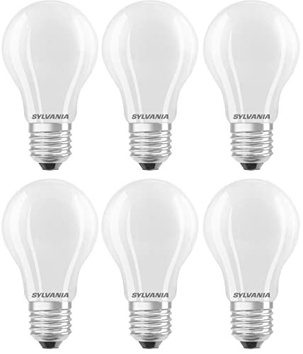 SYLVANIA GLS Lampadina a LED smerigliata, dimmerabile, E27, 7 W, 806 lumen, bianco caldo 2700 K, confezione da 6