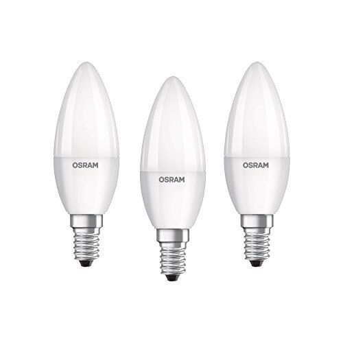Osram Lampadina LED E14 BASE Classic B 40   4,9 W 40 W equivalente a incandescenza, lampadina a LED a candela/opaca, bianco caldo 2700 K, confezione da 3