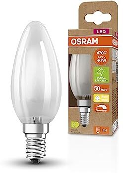 OSRAM Lampada LED SUPERSTAR+ CLASSIC B GLFR 40, E14, candela, 2.9W, 470lm, 2700K, luce bianca calda, dimmerabile, filamento LED, basso consumo energetico, classe di efficienza energetica B