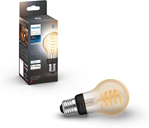 Philips White Ambiance Filament, Lampadina a Filamento Connessa, Bluetooh, E27, Dimmerabile, 7 W, Luce Bianca da Calda a Fredda