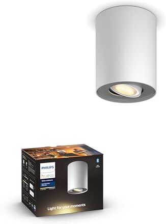 Philips White Ambiance Pillar, Estensione Faretto Led Smart per Kit Base Pillar, Lampadina GU10 Inclusa, Bluetooh, 5.5 W, Bianco