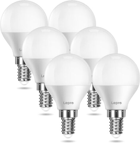 Lepro Lampadina LED a Risparmio Energetico E14 P45, 470 Lumen, 4,9 W (Equivalente a 40 W), Lampadina Globo, Luce Bianca Calda 2700 K, Angolo di Raggio 180°, Nessuno Sfarfallio, Pacco da 6 Pezzi