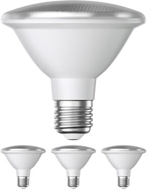 ledscom.de 4 pezzi E27 lampadina LED, PAR30 collo corto, bianco (4200 K), 13 W, 1025lm, 43°, specchio riflettore (argento)