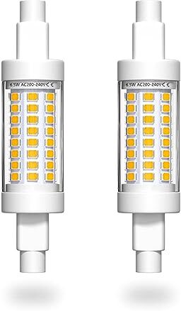 Bonlux Lampadina LED R7S 78mm 6.5W Bianco Caldo 3000K, J78 Slim Dippo Effetto Lineare Equivalente a 48W 65W Lampada Alogena Non Dimmerabile, 240V, 360°Gradi（confezione da 2）