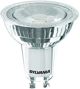 SYLVANIA Lampadina a LED, attacco GU10, 550 lumen, Homelight (2700 Kelvin), potenza 6 Watt, durata 12000h, diametro 50 mm, lunghezza 56 mm, pistone riflettore trasparente, confezione da 1