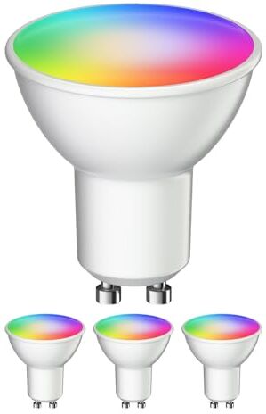 ledscom.de 4 lampadine GU10 LED RGB, PAR16, bianco caldo bianco freddo (2900-6200 K), 5,5 W, 473lm, 103°, Smart Home, WLAN, Alexa, opaco