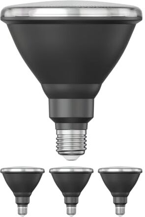 ledscom.de 4 pezzi E27 lampadina LED, PAR38 collo corto, bianco (4200 K), 16,1 W, 1379lm, 45°, specchio riflettore (argento)