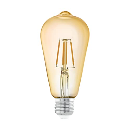 Eglo E27 LED, lampadina per illuminazione retrò, vintage color ambra, 4 Watt (equivalente a 26 Watt), 270 lumen, luce bianco caldo, 2200k, lampadina Edison ST64, Ø 6,4 cm
