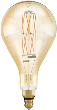 Eglo LED E27 dimmerabile, lampadina vintage ambra di grandi dimensioni, retrò a forma di goccia, 8 Watt (equivalente a 60 Watt), 806 Lumen, bianco caldo, 2100k, PS160, Ø 16 cm