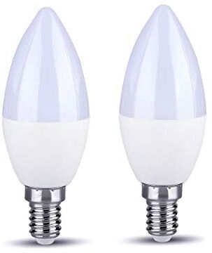 LEDLUX 2 Pezzi Lampada Led E14 Dimmerabile, 5.5W 470 Lumen, C37 Forma Goccia Candela Oliva (3000K)