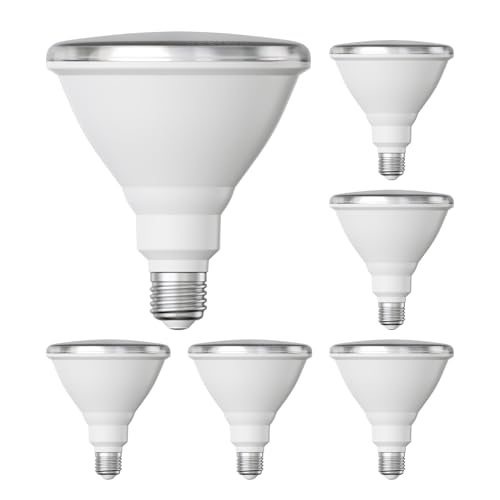 ledscom.de 6 pezzi E27 lampadina LED, PAR38 collo corto, bianco caldo (2700 K), 15,7 W, 1152lm, 42°, specchio riflettore (argento)