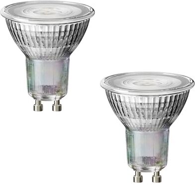 ledscom.de 2 lampadine LED GU10, PAR16, bianco caldo (2800 K), 6,3 W, 374lm, 70°, dimmer a 3 fasi, specchio riflettente (argento)