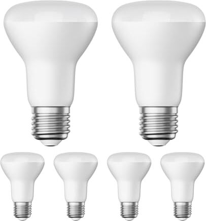 ledscom.de 6 pezzi E27 Lampadina LED, R63, bianco caldo (2700 K), 8 W, 750lm, opaca