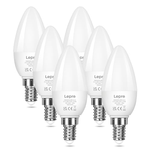 Lepro Lampadina LED Candela E14, Luce Bianca Calda 2700K, 4.9W Equivalenti a 40W Lampadine LED E14 Luce Calda 470 Lumen, 200° Angolo del Fascio, Non Hub Richiesto, Non Dimmerabile Pacco da 6