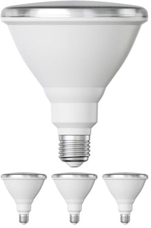 ledscom.de 4 pezzi E27 lampadina LED, PAR38 collo corto, bianco (4000 K), 14,9 W, 1395lm, 41°, specchio riflettore (argento)