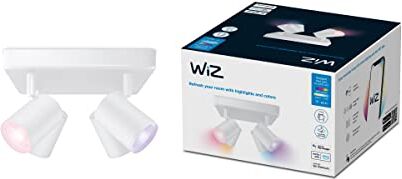 WiZ Faretto Smart LED Imageo WiFi, Base Quadrata, Luce Bianca o Colorata Dimmerabile, GU10, 4 x 5W, Bianco, Tecnologia SpaceSense, Controllo Vocale (Alexa, Apple HomeKit, Google Home)