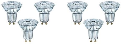 Osram Lampadine LED Spot PAR16, 4.3 W Equivalenti 50W, Attacco GU10, Luce Fredda 4000K, Confezione da 6 [Classe di efficienza energetica F]