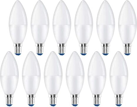 LEDLUX 12 Pezzi Lampadine Led E14 C37 8W 720 Lumens, Forma Goccia Candela Oliva (3000K)