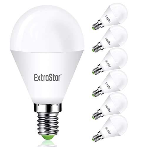 EXTRASTAR Lampadine LED E14, 7W, Equivalenti a 56 W Alogene, 6500K Luce Fredda, 560 Lumen Non Dimmerabili, Confezione da 6