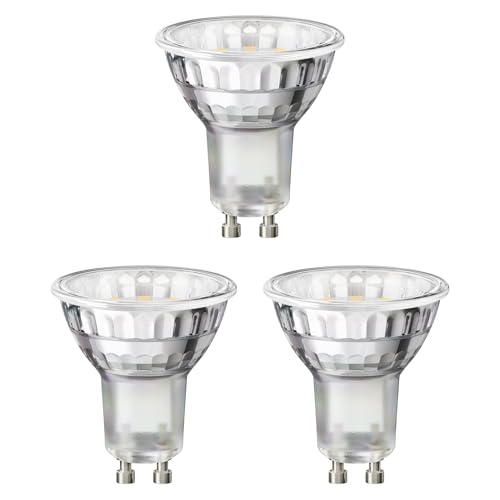 ledscom.de 3 lampadine LED GU10, PAR16, bianco caldo (3000 K), 2,4 W, 227lm, 119°, specchio riflettente (argento)