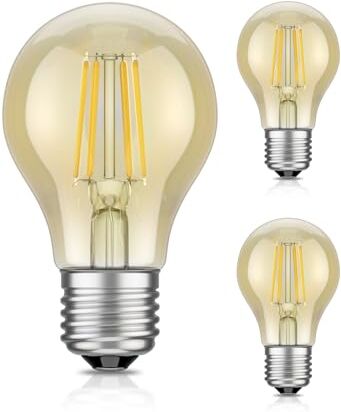 ledscom.de 3 pezzi E27 Lampadina LED, A60, bianco extra caldo (2500 K), 4,2 W, 471lm, color oro