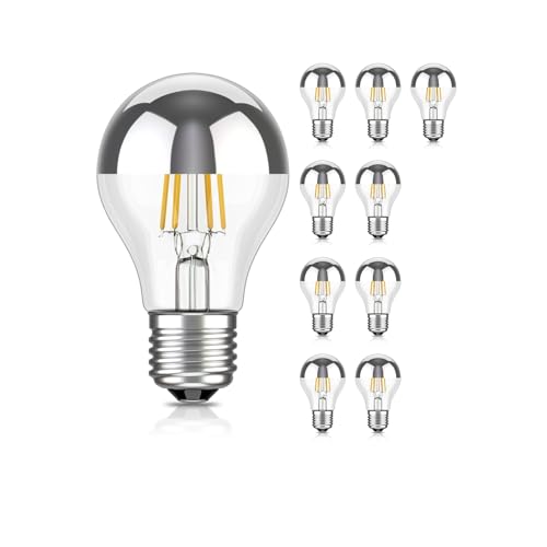 ledscom.de 10 pezzi E27 Lampadina LED, A60, bianco caldo (2700 K), 4,1 W, 461lm, specchio frontale (argento)