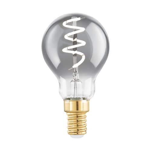Eglo E14 LED dimmerabile, lampadina a spirale, vintage nero-trasparente in design retrò, 4 Watt, 100 lumen, luce bianco caldo, 2000k, lampadina Edison P45, Ø 4,5 cm