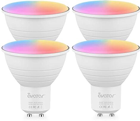 Avatar Alexa Lampadina LED Faretti GU10, Lampadine Smart Wifi 5W RGBCW Google Home Compatibili, Colorata Intelligente Dimmerabile Calda fredda 2700-6500k, Multicolore, Musicale, 4 pizze