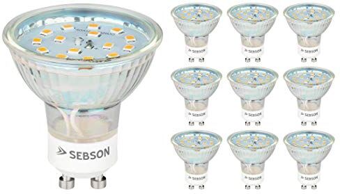 SEBSON 10x LED GU10 5W Luce Calda 3000K, Sostituito 35W, 420lm, Ra97, 230V LED Spot Light, Faretto da Incasso, LED Lampadine senza Sfarfallio