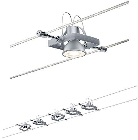 Paulmann sistema di cavi per faretti, set estensibile, 94133, Mac II, massimo 5 pezzi da 10 W l’uno, cromato, opaco, lampada da soffitto, senza lampadina