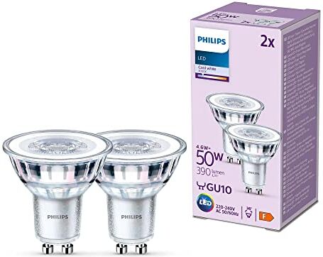 Philips LED Faretto LED, Luce Bianca Fredda, 50 W, GU10, 2 pezzi