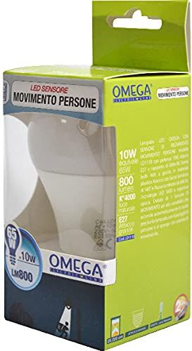 Omega GOCCIA A60 10W LED 4000K 800LM E27 A+ CON SENSORE DI MOVIMENTO