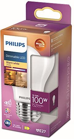 Philips LED Lampadina Goccia, 100W, E27, Luce Calda Bianca, Dimmerabile