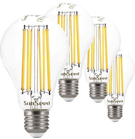 SUNSEED 4x Lampadina E27 Filamento LED 13W Goccia A66 1800 Lm Luce Naturale 4000K