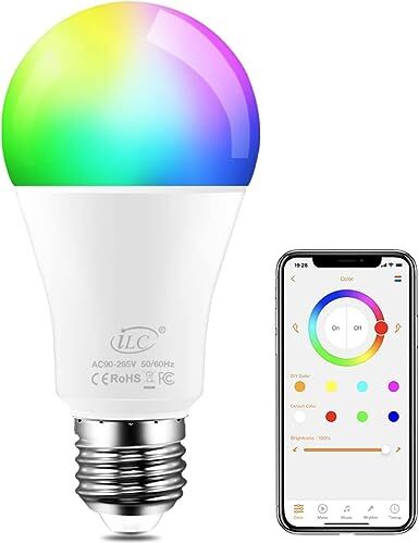 iLC Lampadine Colorate LED, Bianca Calda 2700K E27 RGBW controllata da APP, sincronizzazione con la musica, Dimmerabile multicolore Cambiare colore Lampadina (70 Watt Equivalent)