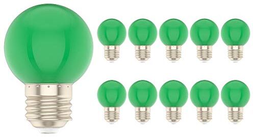 Ainise 10X E27 Lampadina Colore 1W LED a Colori 100LM Colorata LED Verde Equivalente a 10W Alogena Lampada Decorativa AC220V-240V