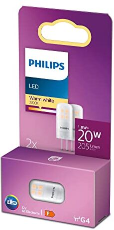 Philips Lampadina Capsule, Equivalente a 20W, Attacco G4, Luce Bianca Calda