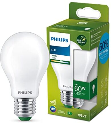 Philips LED Lampadina Classe A Ultra Efficiente a Risparmio Energetico, 4W, Luce Bianca Naturale, E27