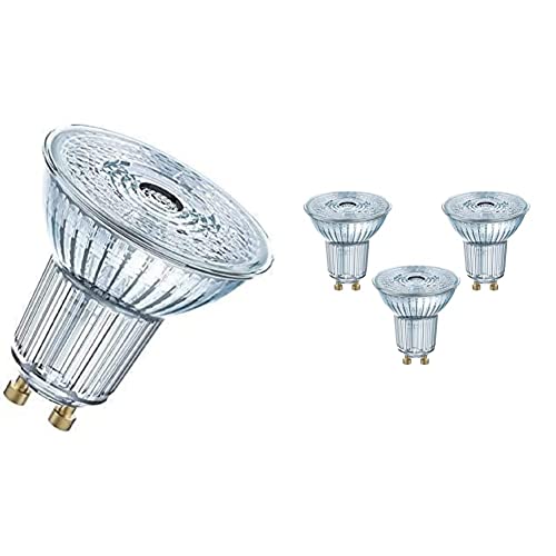 Osram Base Par 16 Lampada LED Gu10, 3.6 W, Luce Neutra, 10 Lamp. & Lampadine LED Spot PAR16, 4.3 W Equivalenti 50W, Attacco GU10, Luce Naturale 4000K, Confezione da 3