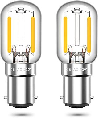 Bonlux B15d LED lampadina 220-240V LED macchina da cucire B15 150lm lampadina a baionetta 2W sostituzione per lampadine 15W bianco caldo 3000K mini Edison LED lampadina non dimmerabile 2 pezzi