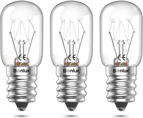 Bonlux Lampadina per Lampada di Sale Dimmerabile Lampade E14 25 Watt Lampadina Forno 25W 300 Gradi Lampadina Frigorifero/Frigo Lampada Attacco Piccolo LED Luce Calda 2700K 220-240V 3 Pezzi