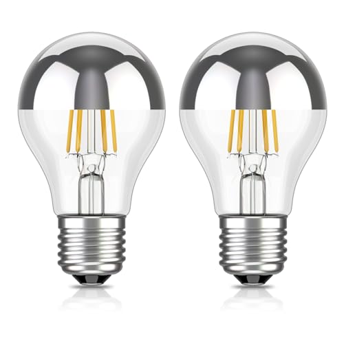 ledscom.de 2 pezzi E27 lampadina LED, A60, bianco caldo (2700 K), 4,1 W, 461lm, specchio frontale (argento)